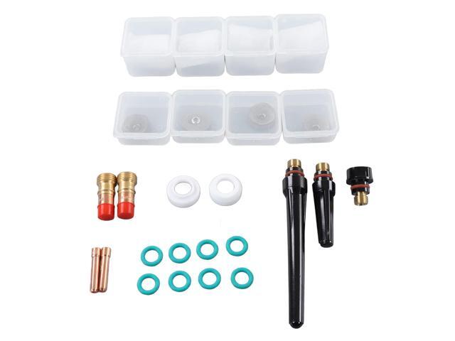 Tig Torch Accessories Kit Replacement Parts Set with Glass Cup Collet Body Gas Lens O Ring Back Cap for WP17 WP18 WP26 Torches
