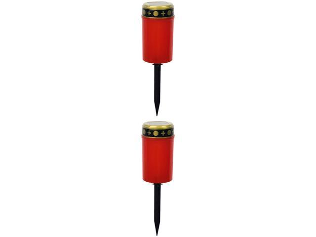 Solar Led Grave Light, 2 Pcs Flameless Memorial Light, 4.7 in Outdoor Waterproof Cemetery Grave Candle with Ground Stake, Safe Plastic.