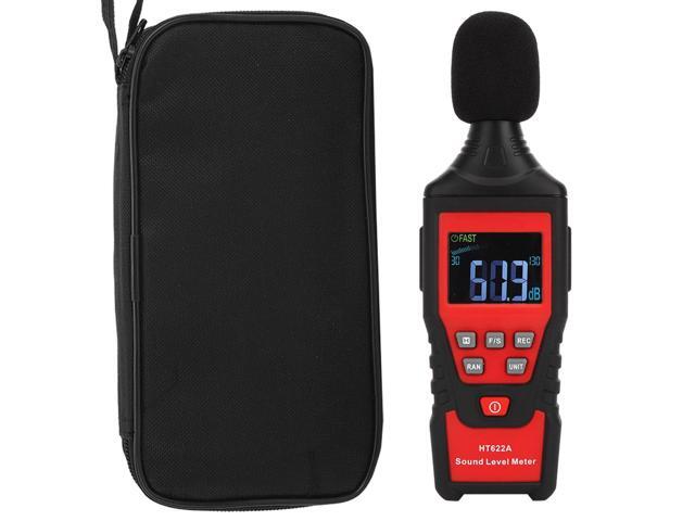 HT622A Digital LCD Sound Level Meter with Capacitance Microphone and Metal Housing - 30dB to 130dB Measurement Range for Industrial Noise.