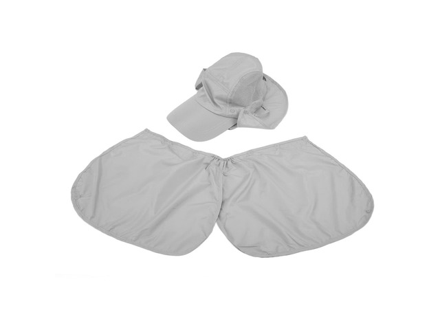 Breathable Polyester Hat with Detachable Cover Windproof Sandproof Outdoor for Fishing Hiking Camping Cycling Light Gray