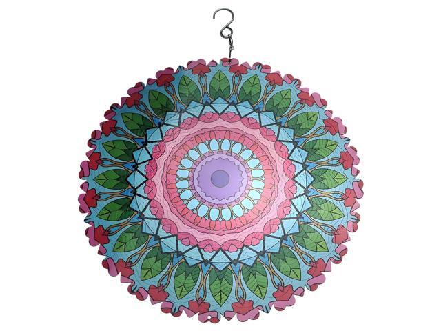 Weatherproof Mandala Wind Spinner, Hanging Metal Art for Outdoor Garden Décor, Balcony, Patio, 13 X 13 in Multicolor Stainless Steel Decorative...