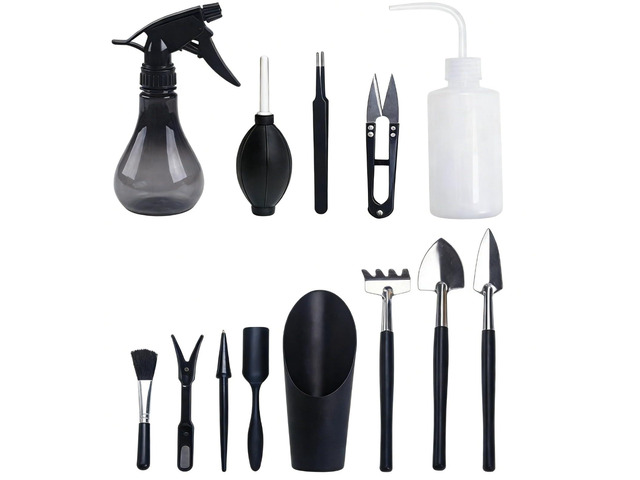 14 Pcs Succulent Tools Set, Mini Garden Hand Tool Kit with Stainless Steel Heads, Ergonomic Handles, Tweezers, Shovels, Plant Lifter, Duster,...