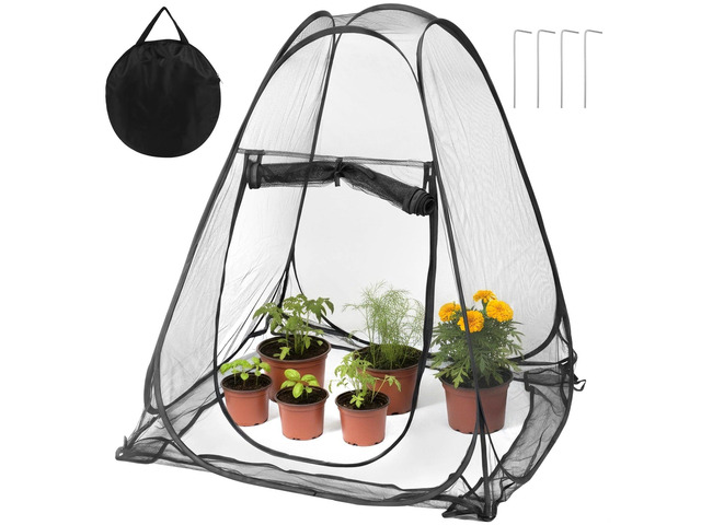 Pop-Up Plant Cover with Stakes, Breathable Mesh Plant Netting Cage, Garden Protection for Vegetables, Fruits, Flowers, Foldable Tent