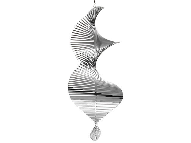 Wind Spinners Metal for Outdoor Yard, 3D Tornado Shape with Finish Mirror, Hanging Garden Decoration Patio Lawn and Porch, Stainless Steel...