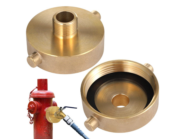 Fire Hydrant To Hose Brass Adapter, 2-1/2 Nst/Nh Female To 3/4 Ght Male, With Pin Lugs For Secure Fitting, Ideal For Firefighting, Garden, And...
