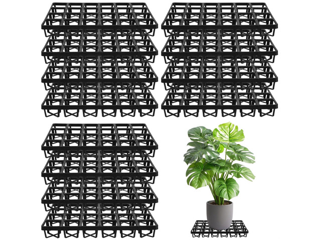 12 Pcs Black Plant Pot Risers, Rectangle Plant Stand Holders, Patio Plant Level Elevators for Indoor Outdoor Gardens