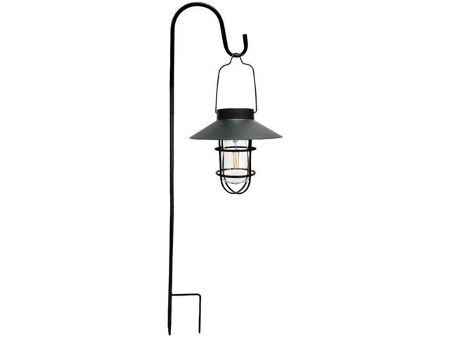 30.7 in Solar Metal Hanging Lantern, Vintage Tungsten Filament for Outdoor Garden Decor, with Shepherd Hook, Patio, Courtyard, Lawn