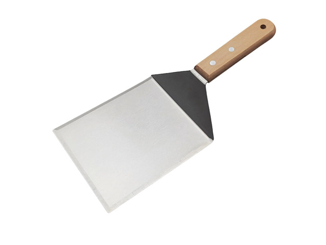 Stainless Steel Griddle Spatula with Beechwood Handle for Teppanyaki, BBQ & Smash Burgers - Heavy Duty Turner for Kitchen & Restaurant Use