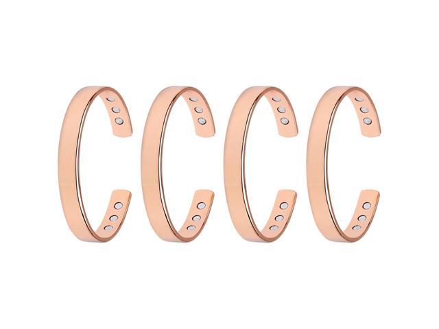 4 Pcs Adjustable Rose Gold Bracelets, Open Cuff Bangle for Women, Alloy Jewelry Set, Valentine's Day Gift