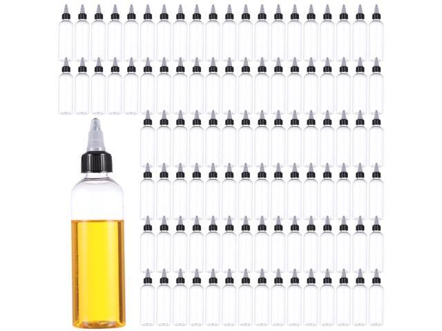 100 Pcs 4 Oz Clear Plastic Squeeze Bottles With Twist Top Caps, For Hair Oil, Liquids, Inks, Paints, Glues, Leakproof, Refillable