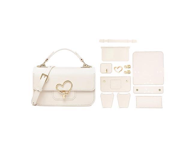 Chewtoyo DIY Purse Kit for Women, Handmade Crossbody Bag, Beige Pu Leather, 7.7 X 2.8 X 4.7 in