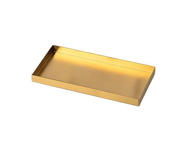 Gold Stainless Steel Tray, 8X4 in Vanity for Jewelry, Modern Decor