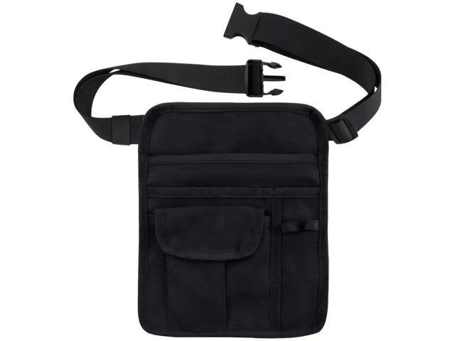 Black Restaurant Waist Apron, 9.8 X 7.9 In Pouch, Adjustable Belt For Waiters