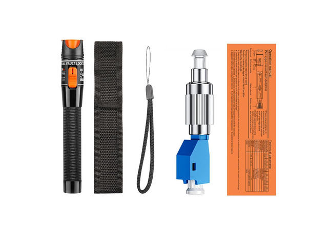 Fibre Optic Pen Visual Fault Locator 30MW 650nm with Male to LC Female Adapter Aluminium Alloy Housing for Fibre Break Detection and Splice Testing