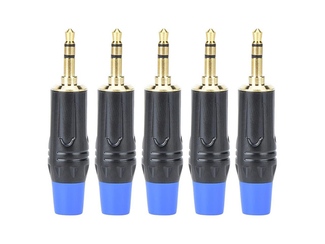 DIY Stereo Audio Cable Adapter Plugs Zinc Alloy Gold-Plated Male 3 5mm Jack Sturdy for Headphone Auto AUX