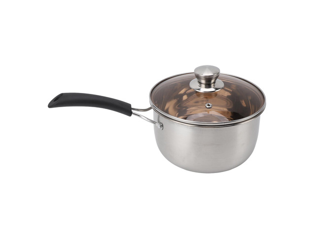 Stainless Steel Milk Pot with Lid Single Handle Saucepan Evenly Heated Stovetop Induction Cooker Kitchen Utensil for Cooking Soup Noodles Porridge