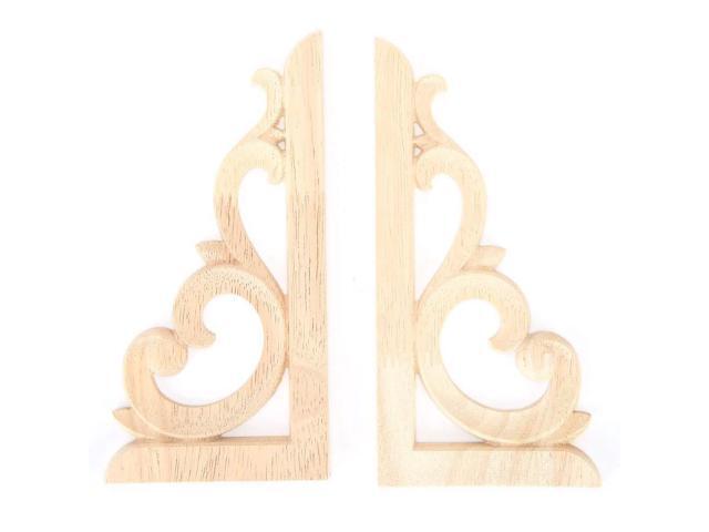 Unpainted Rubber Wood Carved Corner Appliques European Style DIY Decor for Home Furniture Cabinets Mirrors