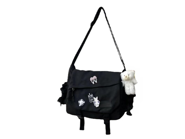 Nylon Messenger Bag Large Capacity Crossbody Bag Lightweight Casual Shoulder Bag Waterproof Travel Daily Commuter Bag Japanese Kawaii Street Trend