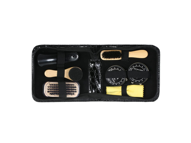 8PCS Shoe Shine Care Kit with Black Neutral Polish Brushes Polishing Cloth for Boots Shoes Sneakers