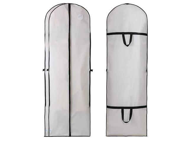 2 PCS Foldable Dampproof Washable PEVA Wedding Gown Cover Portable Long Dress Garment Storage Bag with Sturdy Handle Zipper for Closet Organization