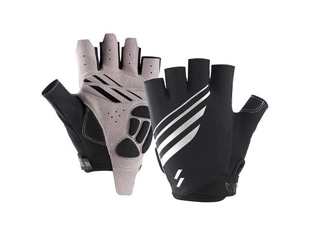 Anti-Shock Breathable Half Finger Cycling Wear- Microfiber Bicycle Sports with Reflective Elements Pull Tabs for Men Women