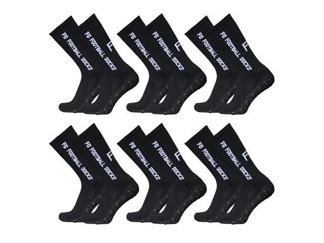 6 Pairs Anti Slip Athletic Socks with Grips Outdoor Sports Running Football Soccer Stretch