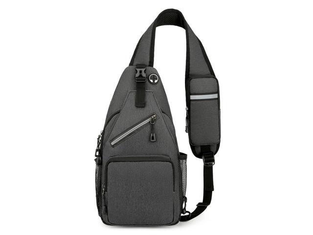 Wear- -proof Oxford Cloth Sling Bag Breathable Strap Large Capacity for Hiking Outdoor Travel Men Women, Darkgray