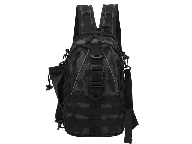 Fishing Lure Backpack, Outdoor Canvas Knapsack with Multiple Compartments, Shoulder Messenger Bag for Hiking Climbing Camping, Unisex 40x23x14cm...