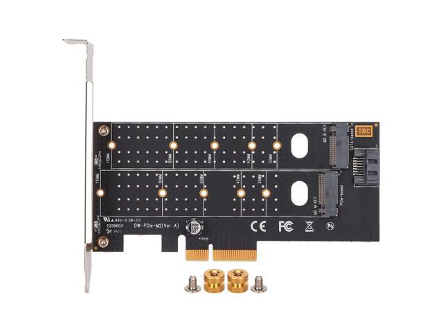 M.2 to PCIe Adapter Card, Dual M.2 NVMe and SATA SSD Expansion, PCB Porous Design for Heat Dissipation, Compatible with PCIe x4 x8 x16 Slots