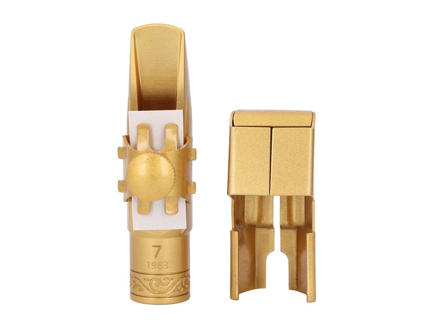 B Flat Soprano Saxophone Mouthpiece, Brass Metal Sax Mouthpiece with Frosted Gold Plating, #7 Tip Opening for Bright Tone and Smooth Play,...