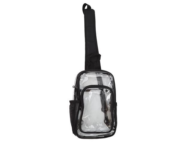 Clear Sling Bag for Men, Transparent Shoulder Backpack with Multi Pockets and Reversible Strap, PVC Chest Pack for Sports Travel Security Check