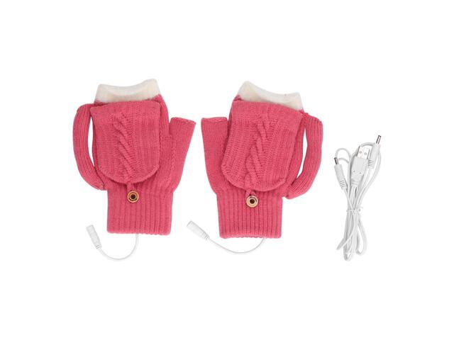 2 PCS USB Heated Gloves, Double Sided Heating Knitted Gloves, Temperature Adjustable Thermal Gloves with 5V USB Power for Typing Gaming Skiing...