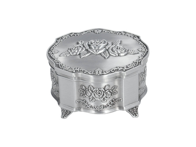 Vintage Jewelry Box, Trinket Box with Soft Lining and Embossed Design, Zinc Alloy Treasure Chest for Rings Earrings Necklaces, Sturdy Keepsake Box...