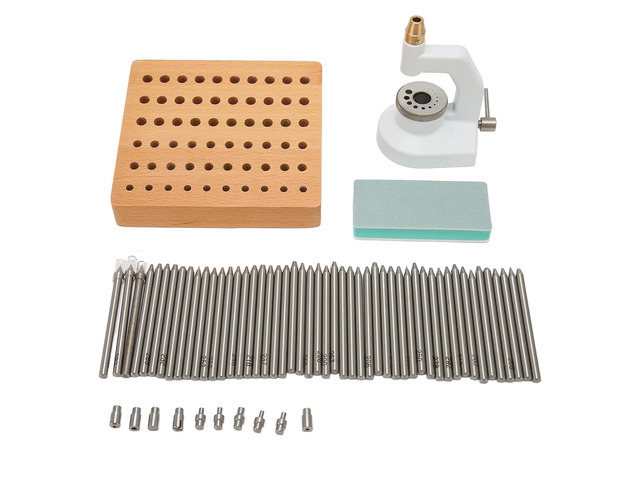 Watch Repair Staking Tool Press Set, Watchmaker Jewelling Punching Kit with 50 Punches and 10 Stakes, Aluminum Alloy Tool for Precision Watch Riveting