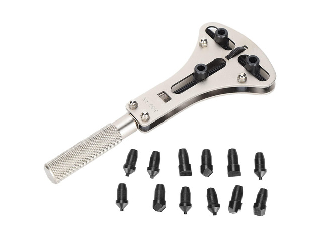 Alloy Watch Opener Wrench, Professional Watch Back Case Opener Tool, Non - Slip Watch Cover Remover with 12 Dies for DIY and Repair Technicians