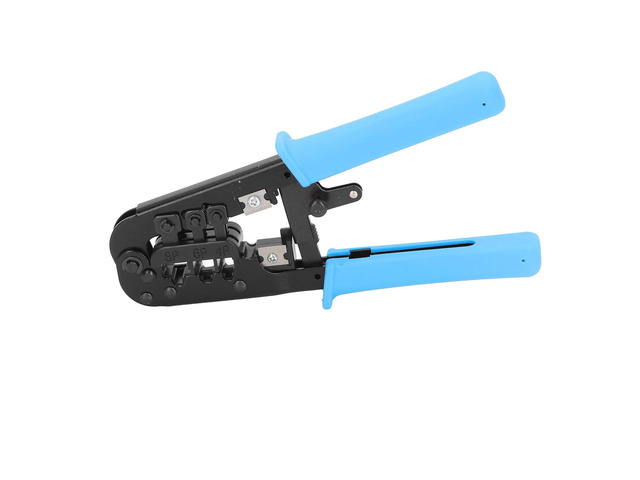 Network Cable Crimp Pliers, Ratchet Crimper for RJ45 RJ11 RJ9 Connectors, 8P 6P 4P Wire Crimping Tool with Precision Mold and Cutting Blade for...