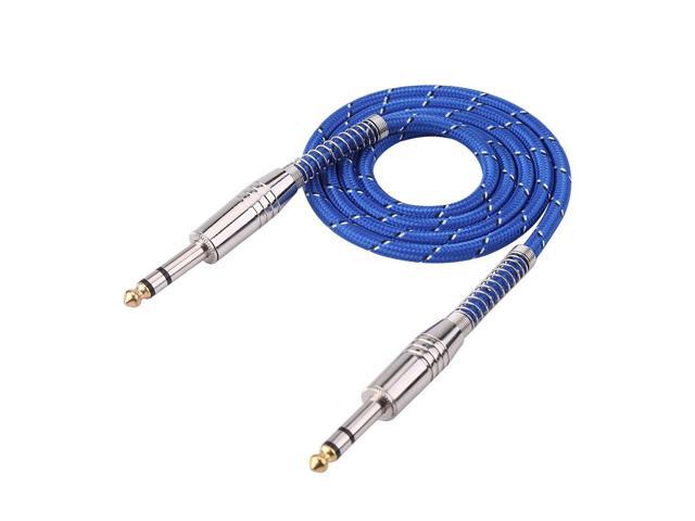 6.35mm Stereo Male to Male Audio Cable, High - Quality Guitar Instrument Cable with Braided Mesh and Coil Design, for Electric Guitar Mixer Stereo.