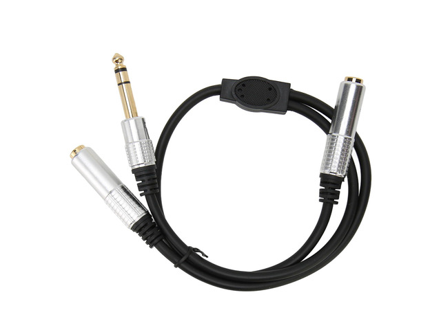 6.35mm to Dual 6.35mm Y Splitter Cable, 1/4 Inch Stereo Splitter Cord with Gold Plated Connectors and Aluminum Alloy Housing for Amplifier...