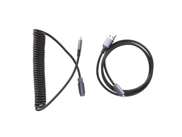 USB to Type C Keyboard Cable, Coiled Gaming Keyboard Cable with 4Pin Aviation Connector, Self Locking 9.8ft Extension for Mechanical Keyboard and...