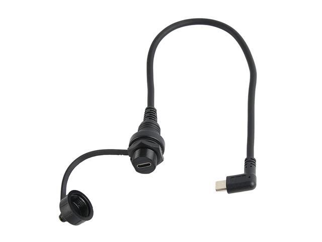 Flush Panel Mount Extension Cable, Right Angle Type C Male to Female Dashboard Mount Cable, USB 2.0 480Mbps Extension for Car Boat Motorcycle with