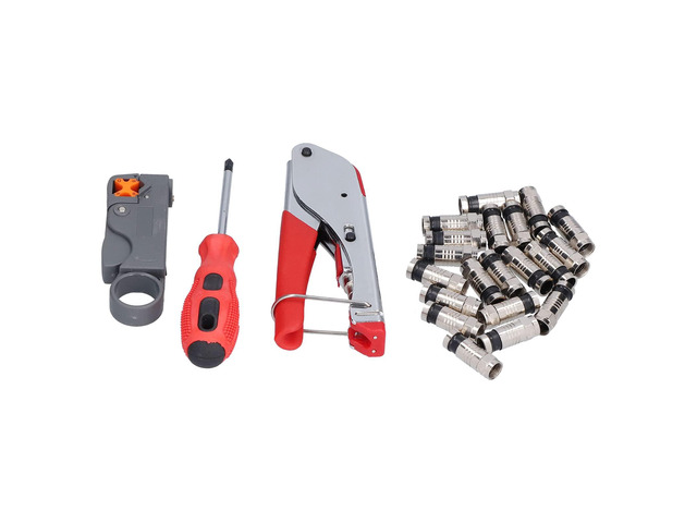 Coaxial Compression Tool Kit, BNC Cable Crimper with Adjustable Rotation Head, Multifunctional Coaxial Pliers for RG59 RG6 F Connectors in Audio...