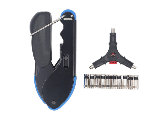 Coax Cable F Crimper Stripper Kit, Coaxial Cable Tool Kit with Non - Slip Handle, Crimping and Stripping Tool for RG59 RG6 Cables with 10 F Connectors