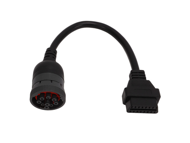 9 Pin Female to OBD2 16 Pin Adapter, J1939 Diagnostic Connector Cable for Truck, Heavy Duty Vehicle Interface with ABS and PVC Housing for On -...