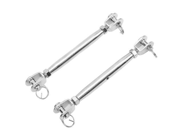 2pcs Jaw and Jaw Turnbuckle, Stainless Steel Rigging Screw for Wire Rope Cable, M8 Corrosion Resistant Adjustable Tensioner with Pin Head Design.