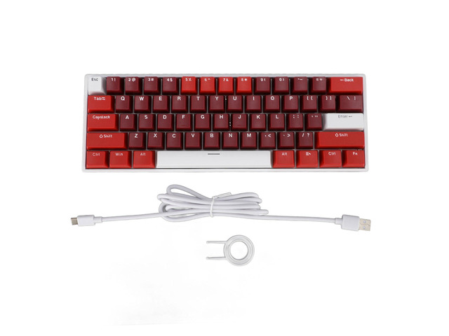 61 Key Mechanical Keyboard with Red Switch, Wired USB C RGB Backlit Compact 60% Layout, Ergonomic Design for Office Home Gaming, Full Hot Swap Support
