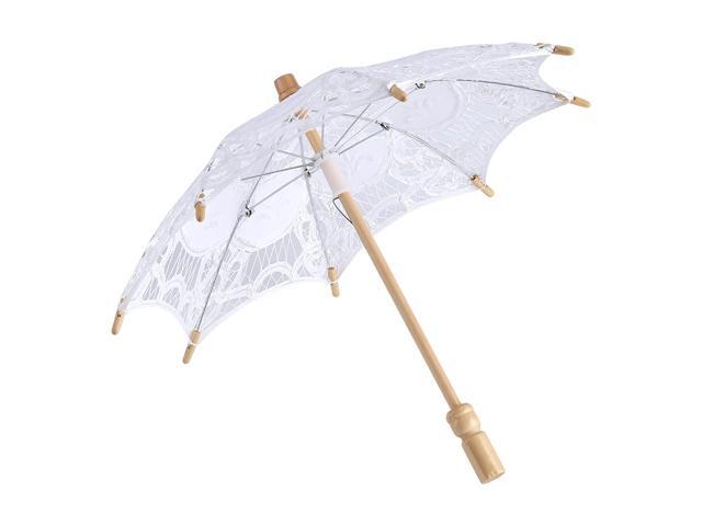 Lace Umbrella with Wood Handle, Elegant Lace Canopy, Parasol Sun Umbrellas, Photography Decoration for Wedding, Event, Party and Daily Use, Small.