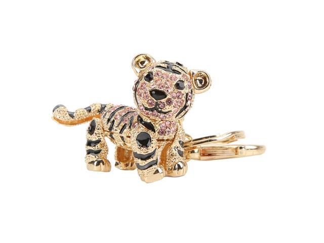 Tiger Keychain, Three Dimensional Small Tiger Rhinestone Car Keychain, Ladies Bag Ornaments Pendant Fashion Accessories for Mother Day Christmas...