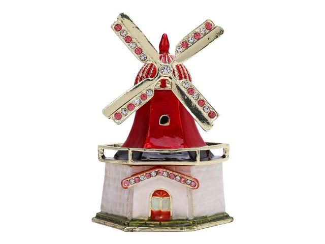 Cute Metal Jewelry Box, Ring Earring Necklace Organizer, Windmill Jewelry Box Decorative Metal Enamel Trinket Case for Storing Rings Necklaces...