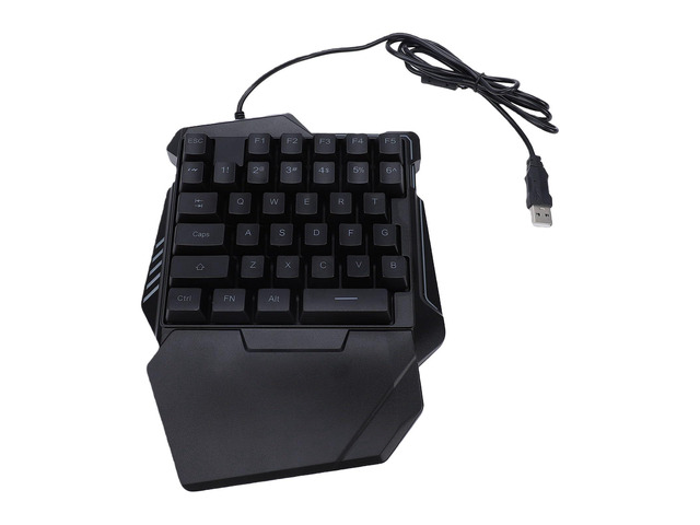 Dpofirs One Handed Gaming Keyboard, USB Wired 35 Key Ergonomic Gaming Keypad with Wrist Rest for PC Laptop, Portable RGB Backlight Keypad