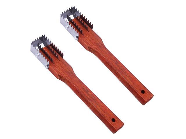 Wooden Handle Fish Scale Scraper and Remover 2pcs Set, Seafood Cleaning Tool with Sawtooth Blade for Efficient Fish Scale Removal, Kitchen Gadget.